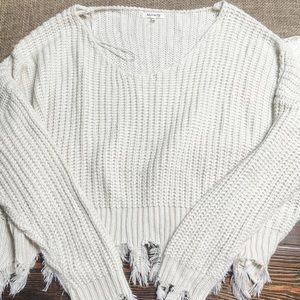 Boutique crop distressed sweater